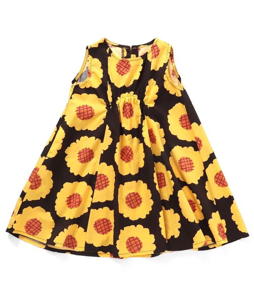 BREEZE（ブリーズ）の「【カラフル/花柄・ストラップ】総柄フレアワンピース（ワンピース・キッズ・ブラック/ブルー/オフホワイト/サックスブルー/オレンジ/ピンク/ダークブラウン・130/140/90/110/80/100/120）」の18枚目の写真