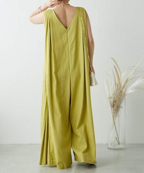 COLLAGE GALLARDAGALANTE（コラージュガリャルダガランテ）の「リネンオールインワン（つなぎ/オールインワン・レディース・ライム/グレイッシュベージュ・FREE）」の12枚目の写真