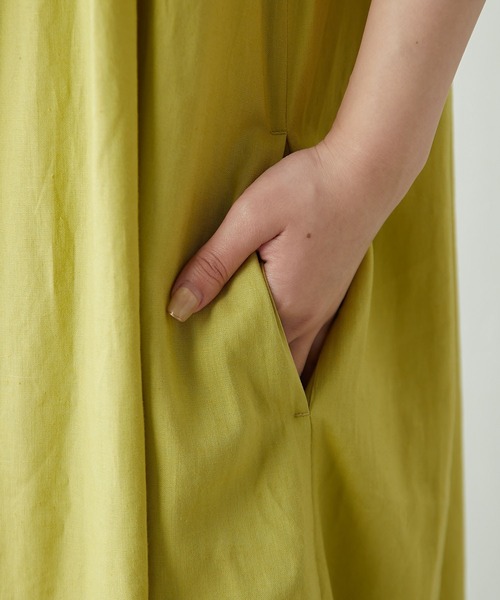 COLLAGE GALLARDAGALANTE（コラージュガリャルダガランテ）の「リネンオールインワン（つなぎ/オールインワン・レディース・ライム/グレイッシュベージュ・FREE）」の5枚目の写真