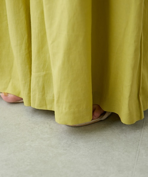 COLLAGE GALLARDAGALANTE（コラージュガリャルダガランテ）の「リネンオールインワン（つなぎ/オールインワン・レディース・ライム/グレイッシュベージュ・FREE）」の8枚目の写真