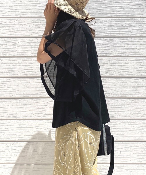 Q（キュー）の「ウィングスリーブT（Tシャツ/カットソー・レディース・ホワイト/ブラック・MEDIUM）」の6枚目の写真