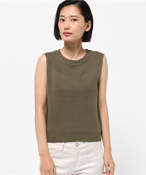 NATURAL BEAUTY BASIC（ナチュラルビューティーベーシック）の「ミラノリブニット（ニット/セーター・レディース・グレー/ホワイト系その他/カーキ・MEDIUM）」の3枚目の写真