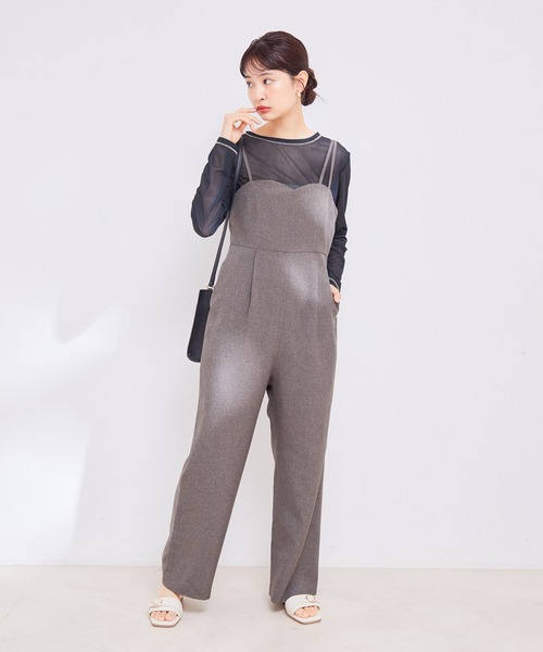 VIS（ビス）の「【洗える】アシンメトリーストラップオールインワン（つなぎ/オールインワン・レディース・ベージュ/スミクロ・FREE）」の15枚目の写真