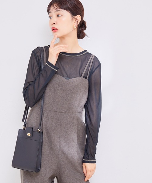 VIS（ビス）の「【洗える】アシンメトリーストラップオールインワン（つなぎ/オールインワン・レディース・ベージュ/スミクロ・FREE）」の6枚目の写真