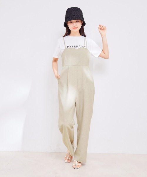 VIS（ビス）の「【洗える】アシンメトリーストラップオールインワン（つなぎ/オールインワン・レディース・ベージュ/スミクロ・FREE）」の21枚目の写真