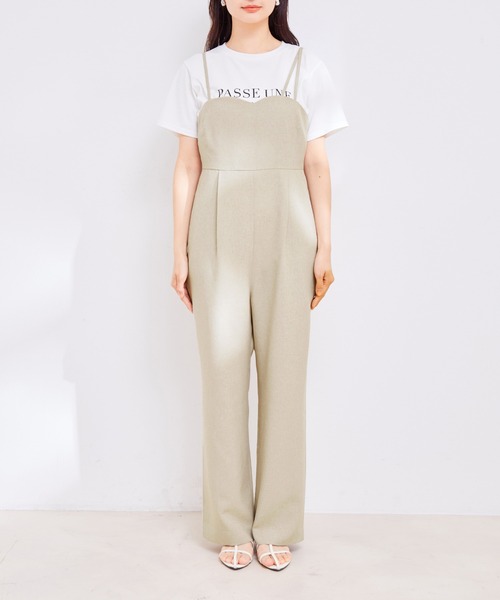 VIS（ビス）の「【洗える】アシンメトリーストラップオールインワン（つなぎ/オールインワン・レディース・ベージュ/スミクロ・FREE）」の7枚目の写真