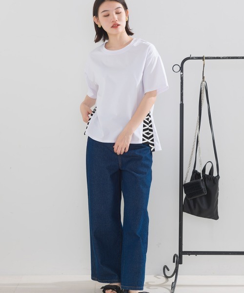 FURRY(ファーリー)の「COTTONサイドニット切替プルオーバー(Tシャツ/カットソー・レディース・ホワイト/グレイッシュベージュ/ブラック・FREE)」の8枚目の写真