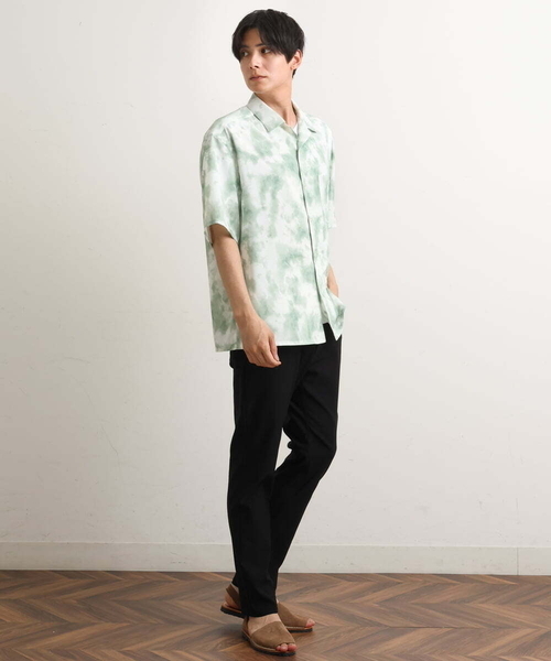 a.v.v（アーヴェヴェ）の「【接触冷感/速乾】ムラ染風プリントシャツ(五分袖)（シャツ/ブラウス・メンズ・ライトブルー/グリーン・48/46）」の15枚目の写真