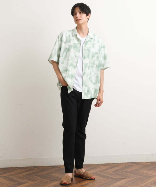 a.v.v（アーヴェヴェ）の「【接触冷感/速乾】ムラ染風プリントシャツ(五分袖)（シャツ/ブラウス・メンズ・ライトブルー/グリーン・48/46）」の22枚目の写真