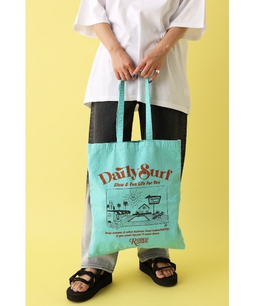 RODEO CROWNS WIDE BOWL（ロデオクラウンズワイドボウル）の「Ryu Ambe TOTE（トートバッグ・レディース・オフホワイト/ターコイズブルー/ライトパープル・FREE）」の21枚目の写真