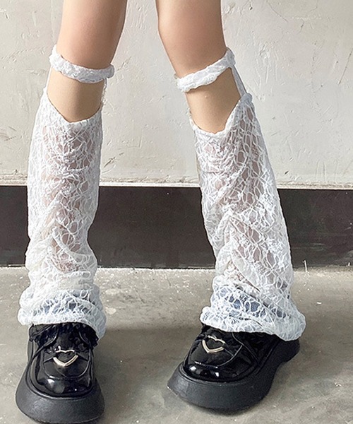 ALTROSE（アルトローズ）の「ガーターベルト風 韓国 レッグカバー レッグウォーマー レース（レッグウォーマー・レディース・ホワイト/ブラック・FREE）」の6枚目の写真