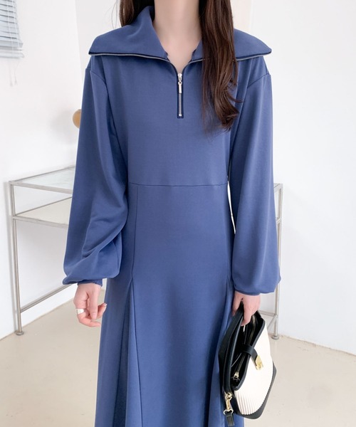 ABITOKYO(アビトーキョー)の「ハーフジップスウェットボリュームフレアワンピース(ワンピース・レディース・ブラック/ネイビー/グレー/アイボリー・M/L)」の9枚目の写真