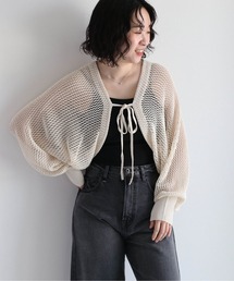 メッシュニット リボンボレロカーディガン
