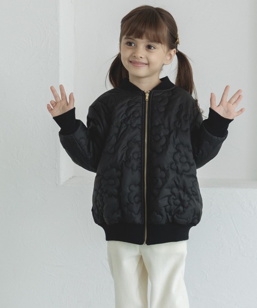 pairmanon（ペアマノン）の「フラワーキルティング 中綿ブルゾン（ブルゾン・キッズ・ラベンダー/アイボリー/ピンク/ブラック・130/150/120/100/90/110/140）」の8枚目の写真