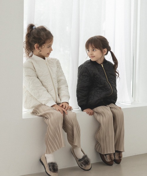 pairmanon（ペアマノン）の「フラワーキルティング 中綿ブルゾン（ブルゾン・キッズ・ラベンダー/アイボリー/ピンク/ブラック・130/150/120/100/90/110/140）」の9枚目の写真