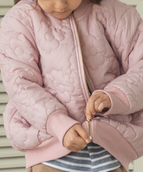 pairmanon（ペアマノン）の「フラワーキルティング 中綿ブルゾン（ブルゾン・キッズ・ラベンダー/アイボリー/ピンク/ブラック・130/150/120/100/90/110/140）」の12枚目の写真