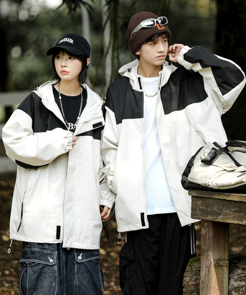 neos（ネオス）の「【neos -addictive design-】ビッグシルエット パネル 切替 配色 マウンテン パーカー（マウンテンパーカー・メンズ・カーキ/ブラック/ベージュ/ブラウン・LARGE/X-LARGE/MEDIUM）」の3枚目の写真