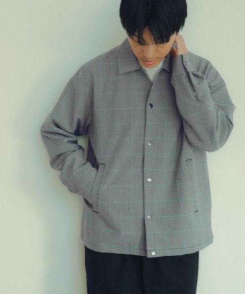 ITEMS URBANRESEARCH（アイテムズ アーバンリサーチ）の「ストレッチ×ウォッシャブル TRコーチジャケット（ブルゾン・メンズ・ブラック/チェック/グリーン/ベージュ・MEDIUM/LARGE）」の12枚目の写真
