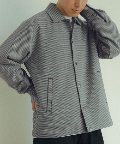 ITEMS URBANRESEARCH（アイテムズ アーバンリサーチ）の「ストレッチ×ウォッシャブル TRコーチジャケット（ブルゾン・メンズ・ブラック/チェック/グリーン/ベージュ・MEDIUM/LARGE）」の14枚目の写真