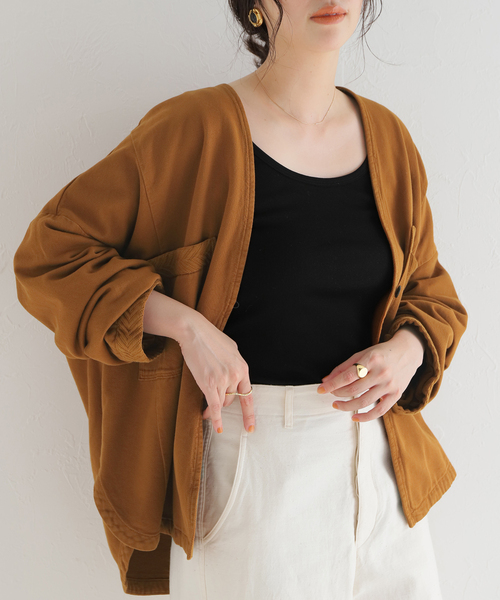 forte_forte ノーカラージャケット ブラウン forte_forte ノーカラージャケット ブラウン forte_forte ノー