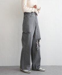 ダメージワイドデニムパンツ