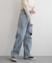 ダメージワイドデニムパンツ