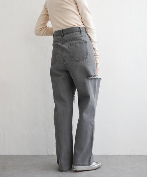 VENCEEXCHANGE（ヴァンスエクスチェンジ）の「ダメージワイドデニムパンツ（デニムパンツ・レディース・ブルー/グレー/ブラック/ネイビー・M/S）」の6枚目の写真