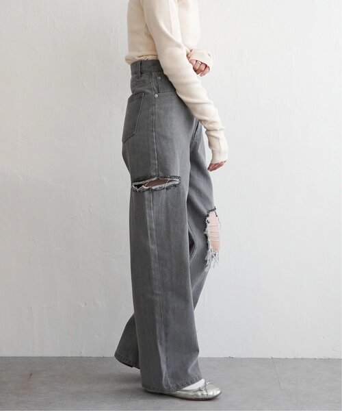 VENCEEXCHANGE（ヴァンスエクスチェンジ）の「ダメージワイドデニムパンツ（デニムパンツ・レディース・ブルー/グレー/ブラック/ネイビー・M/S）」の20枚目の写真