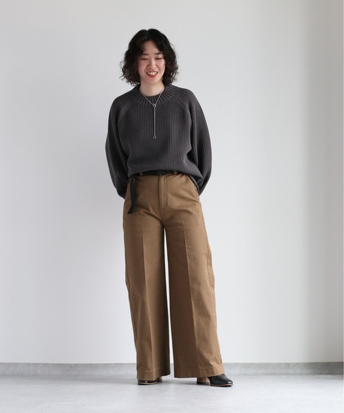 cepo（セポ）の「チノストレッチワイドパンツ（チノパンツ・レディース・キャメル/ブラック・L/M/S）」の8枚目の写真