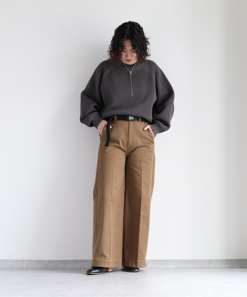 cepo（セポ）の「チノストレッチワイドパンツ（チノパンツ・レディース・キャメル/ブラック・L/M/S）」の7枚目の写真