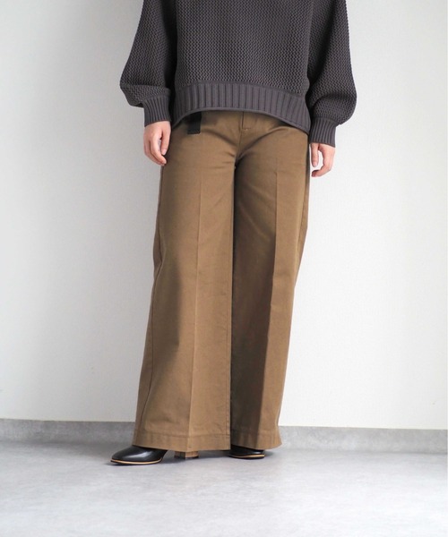 cepo（セポ）の「チノストレッチワイドパンツ（チノパンツ・レディース・キャメル/ブラック・L/M/S）」の4枚目の写真
