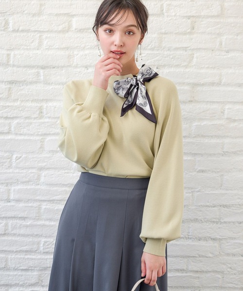 Andemiu（アンデミュウ）の「スカーフツキニット969725（ニット/セーター・レディース・ボルドー/アイボリー/ブルーグリーン/ブラック/イエロー/ネイビー/ブルー/ホワイト系その他・FREE）」の7枚目の写真