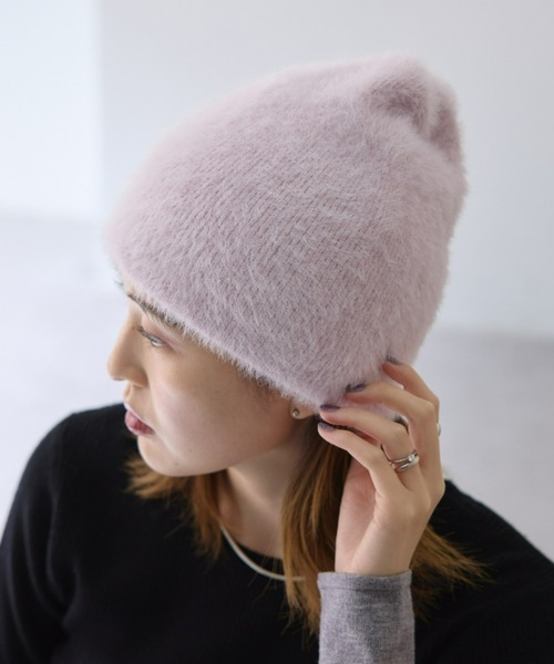 CIAOPANIC TYPY(チャオパニックティピー)の「アンゴラタッチビーニー(ニットキャップ/ビーニー・レディース・ブラウン/ピンク/ブラック/ブルー/オフホワイト/グレー・ONE SIZE)」の6枚目の写真