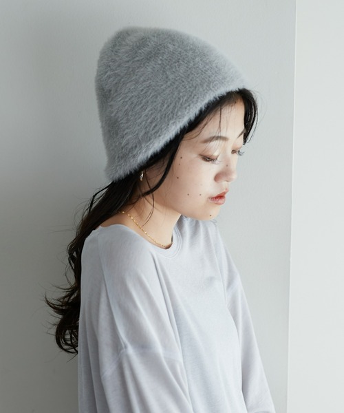 CIAOPANIC TYPY(チャオパニックティピー)の「アンゴラタッチビーニー(ニットキャップ/ビーニー・レディース・ブラウン/ピンク/ブラック/ブルー/オフホワイト/グレー・ONE SIZE)」の9枚目の写真