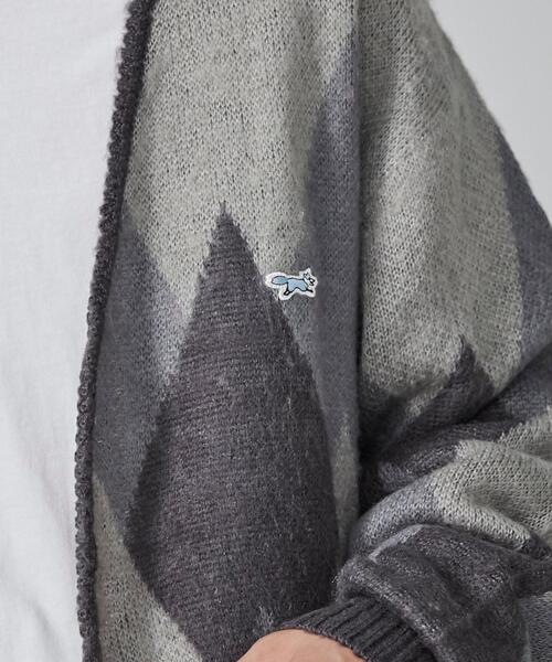 PENNEYS(ぺニーズ)の「PENNEYS(ぺニーズ)別注ビッグシルエットジャガード柄シャギーニットカーディガン チェック/ペイズリー/アーガイル(カーディガン/ボレロ・メンズ・グレー/ネイビー/ベージュ/ブラウン/パープル・L/M/XL/S)」の6枚目の写真