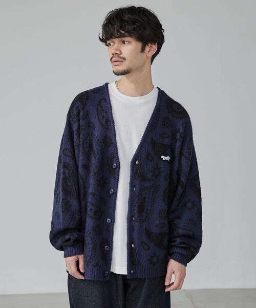 PENNEYS(ぺニーズ)の「PENNEYS(ぺニーズ)別注ビッグシルエットジャガード柄シャギーニットカーディガン チェック/ペイズリー/アーガイル(カーディガン/ボレロ・メンズ・グレー/ネイビー/ベージュ/ブラウン/パープル・L/M/XL/S)」の14枚目の写真