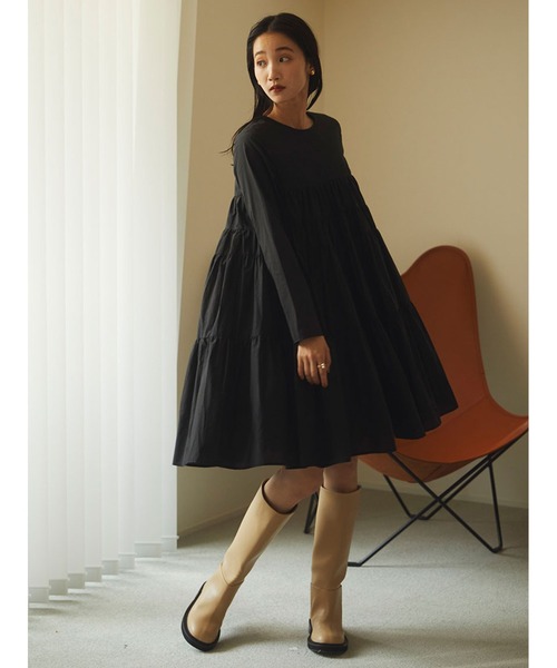 Stylevoice for xxx(スタイルヴォイスフォー)の「ボリュームティアードミニワンピース(ワンピース・レディース・ブラウン/ベージュ/ブラック・FREE)」の16枚目の写真