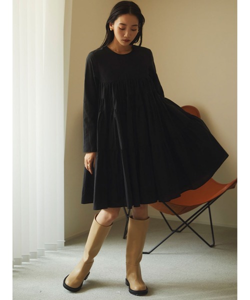 Stylevoice for xxx(スタイルヴォイスフォー)の「ボリュームティアードミニワンピース(ワンピース・レディース・ブラウン/ベージュ/ブラック・FREE)」の17枚目の写真