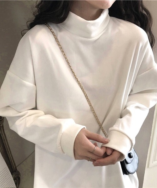 SHEENA(シーナ)の「ふんわり起毛ハイネックトップス(Tシャツ/カットソー・レディース・ホワイト/モカ/ブラック/チャコールグレー・M)」の7枚目の写真