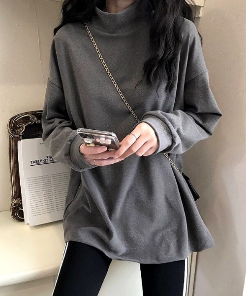 SHEENA(シーナ)の「ふんわり起毛ハイネックトップス(Tシャツ/カットソー・レディース・ホワイト/モカ/ブラック/チャコールグレー・M)」の12枚目の写真