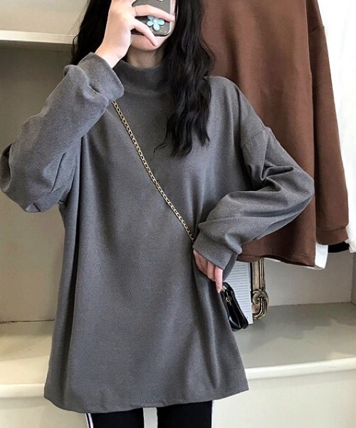 SHEENA(シーナ)の「ふんわり起毛ハイネックトップス(Tシャツ/カットソー・レディース・ホワイト/モカ/ブラック/チャコールグレー・M)」の13枚目の写真