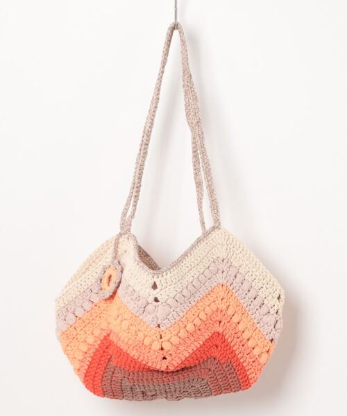 Q（キュー）の「グラデーションマクラメ肩入れバッグ（ハンドバッグ・レディース・オレンジ/エメラルド・ONE SIZE）」の10枚目の写真