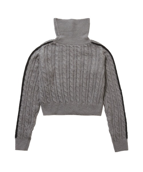 FCMM(エフシーエムエム)の「【日本限定アイテム】LINED CABLE KNIT SWEATER/ラインケーブルニットセーター(ニット/セーター・レディース・アイボリー/ブラック/グレー・MEDIUM/SMALL)」の9枚目の写真