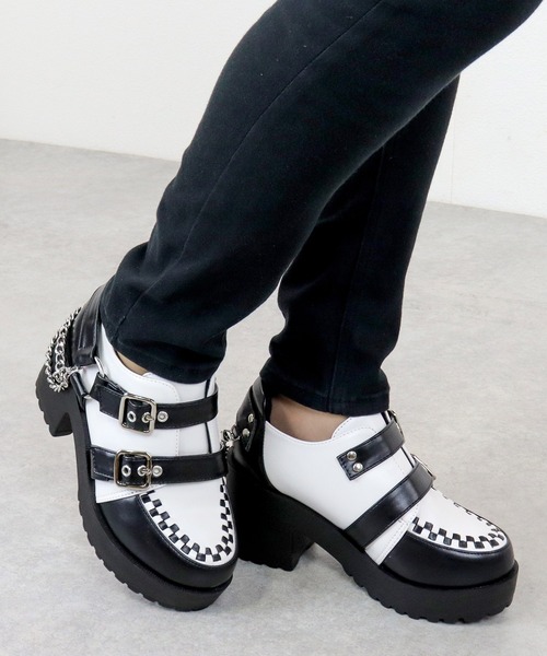 【セール】大きいサイズ ダブルベルト チェーン付き 厚底シューズ (1611M) /Love Hunter（ブーツ）｜LOVEHUNTER（ラブハンター）