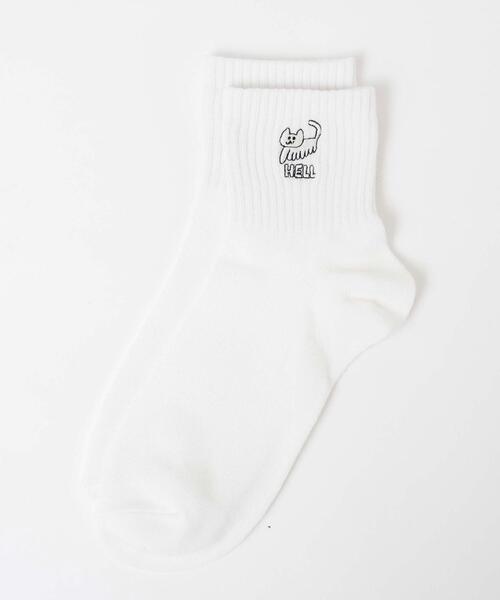 WEGO（ウィゴー）の「WEGO/クレイジー刺繍アンクルソックス（ソックス/靴下・レディース・ホワイト/ブラック/ブラック系その他/ホワイト系その他・23-25cm）」の6枚目の写真