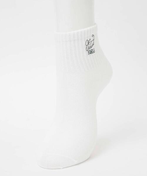 WEGO（ウィゴー）の「WEGO/クレイジー刺繍アンクルソックス（ソックス/靴下・レディース・ホワイト/ブラック/ブラック系その他/ホワイト系その他・23-25cm）」の7枚目の写真
