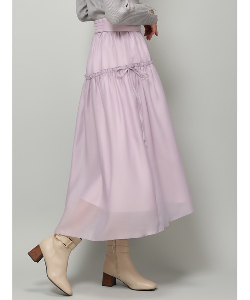 MISCH MASCH（ミッシュマッシュ）の「サイドリボンギャザーラメスカート/MM347218（スカート・レディース・ピンク/ライトグレー/ブラック・S/M）」の4枚目の写真