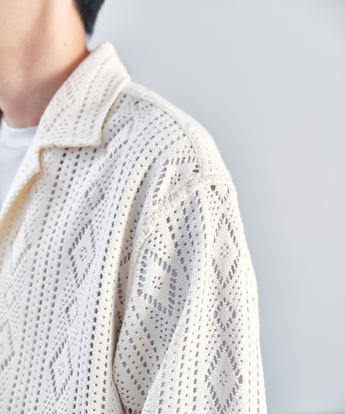 EDIFICE(エディフィス)の「コットンベースラッセル オープンカラーシャツ(シャツ/ブラウス・メンズ・ホワイト/ブラック・MEDIUM/LARGE)」の10枚目の写真