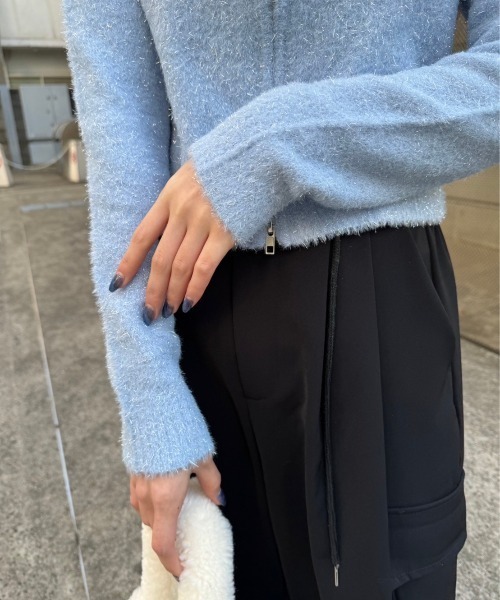 セール】ラメ混ダブルジップニットカーディガン（カーディガン/ボレロ