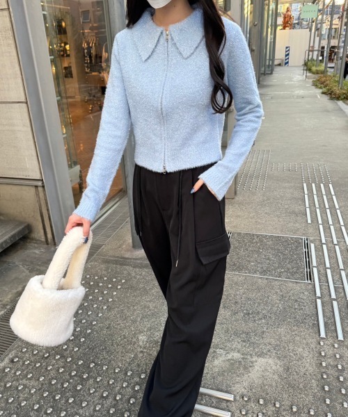 セール】ラメ混ダブルジップニットカーディガン（カーディガン/ボレロ